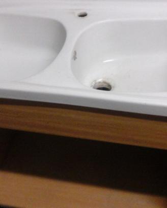 Lavello 2vasche ceramica 1 acciaio mobile bagno to