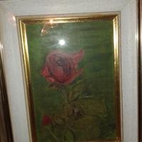 QUADRO ROSA ROSSA in cornice di pregio in legno