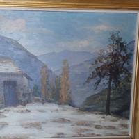 Paesaggio montano olio su tavola 