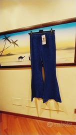 Pantaloni elasticizzati blu finale a zampa mis XS