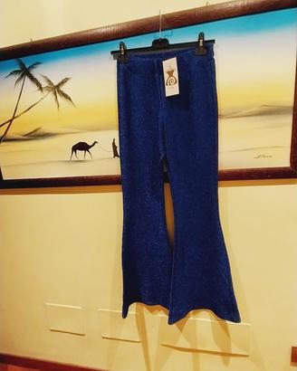 Pantaloni elasticizzati blu finale a zampa mis XS