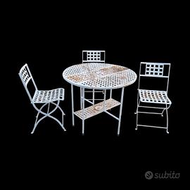 tavolino e 3 sedie in ferro
