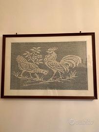Quadro fatto a mano all'uncinetto filet