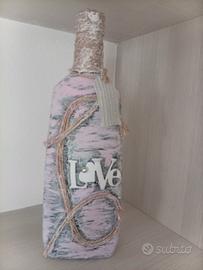 Bottiglia decorata Stile Shabby Chic 