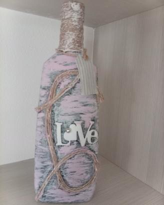 Bottiglia decorata Stile Shabby Chic 