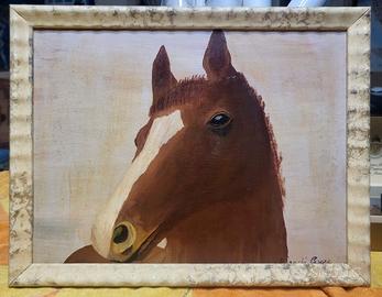 Dipinto Olio su Tavola "Testa di Cavallo"