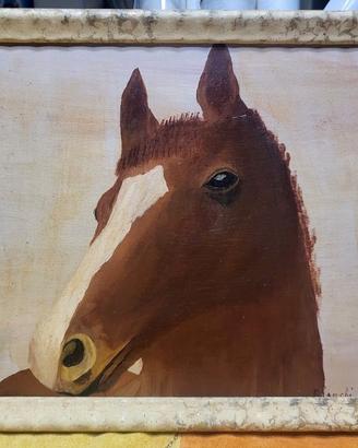 Dipinto Olio su Tavola "Testa di Cavallo"