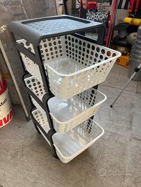 CARRELLO DA CUCINA MODULA A 3 CESTE C/RUOTE