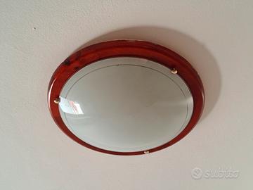 5 Plafoniere da soffitto in vetro e legno 