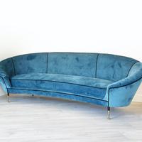 Divano curvo in velluto - 1950