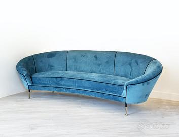 Divano curvo in velluto - 1950