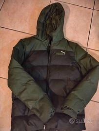 Giubbotto Piumino Puma con Cappuccio Verde Nero Ta