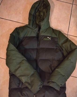 Giubbotto Piumino Puma con Cappuccio Verde Nero Ta