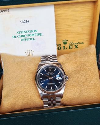 ROLEX DATEJUST 16234 BLU 2001 NO FORI SCAT E GAR