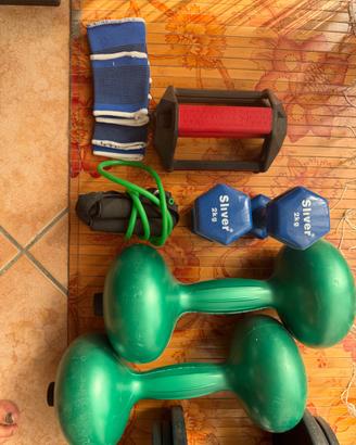 Kit Domyos manubri 20 kg + pesi fitness 2 kg e 7 k