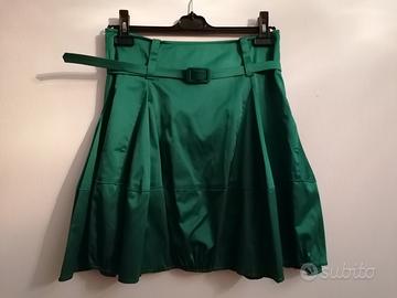 Gonna verde lucida al ginocchio tg40/42,come nuova