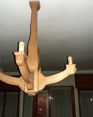 Lampadario in legno di olmo realizzato artigianalm