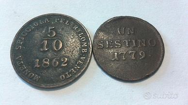 STATI PREUNITARI LOTTO 2 MONETE UN SESTINO 1779 5/