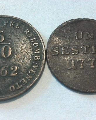 STATI PREUNITARI LOTTO 2 MONETE UN SESTINO 1779 5/
