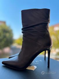 Stivaletti pelle nera Twinset tacchi alti