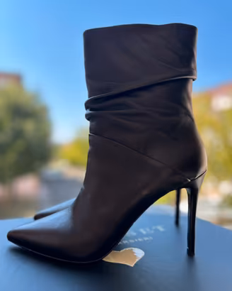 Stivaletti pelle nera Twinset tacchi alti