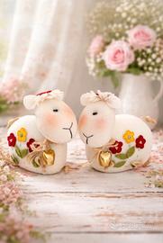 Coppia di pecorelle in feltro fatte a mano 