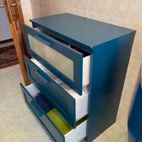 Cassettiera blu design moderno 3 cassetti - bagno