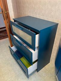 Cassettiera blu design moderno 3 cassetti - bagno