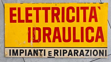 Cartello insegna negozio elettricità vintage