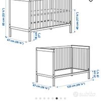 Lettino Sundvik Ikea 60 x 120 + materasso