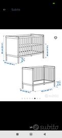 Lettino Sundvik Ikea 60 x 120 + materasso