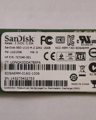 Memoria SSD SanDisk U110 M.2 2242 16GB SATA 6Gb/s.