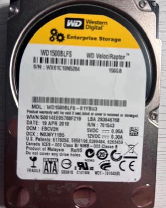 Disco sata 2,5” Westetn Digital Velociraptor 150GB