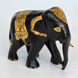 Elefante Thai Dorato in Legno Vintage – Arte Etno