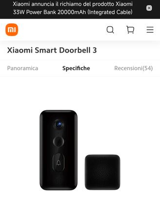 XiaomI 
Smart Doorbell 3 
