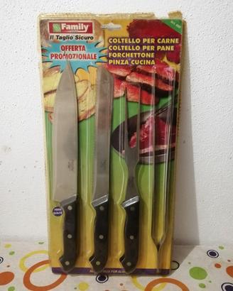 Set coltelli, pinza e forchettone
