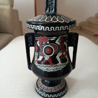 Vaso anfora vintage con coperchio in ceramica 