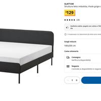 Letto alla francese IKEA completo + topper