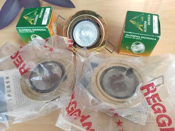 3 FARETTI REGGIANI OTTONE CROMATO E LAMPADE