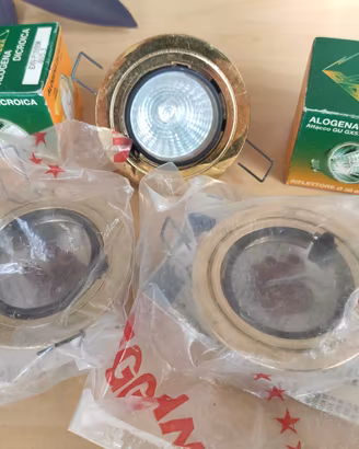 3 FARETTI REGGIANI OTTONE CROMATO E LAMPADE