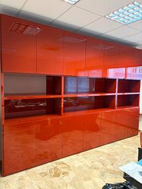 LIBRERIA IN LEGNO LACCATA ROSSO POMPEI