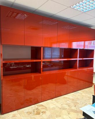 LIBRERIA IN LEGNO LACCATA ROSSO POMPEI