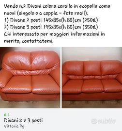 Divani due e tre posti in ecopelle