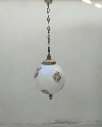 Lampadario in vetro smerigliato e ottone anni 60'