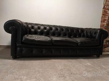 Divano Frau vintage in pelle nero
