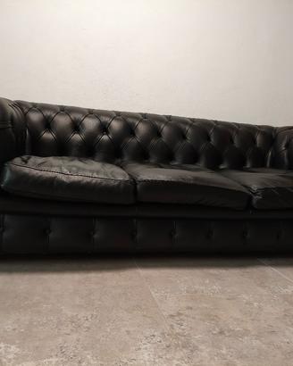 Divano Frau vintage in pelle nero