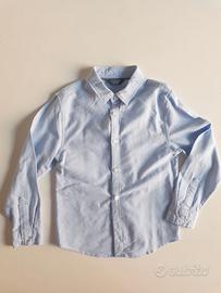 Camicia maniche lunghe blu jeans bambino 7/8 anni
