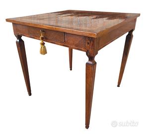 Tavolo Luigi XVI emiliano intarsiato antico