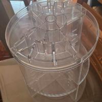 organizer porta trucchi girevole in plastica trasp