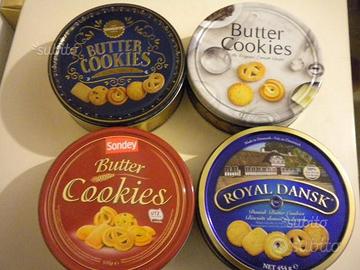 Lotto di 4 scatole di latta Danish butter cookies